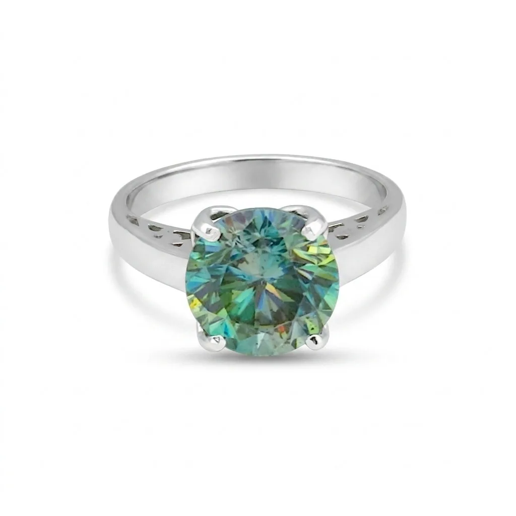 Moissanite Round Cut 4.20 Ct. Gemstone Ring 925 Sterling Silver Women Gift