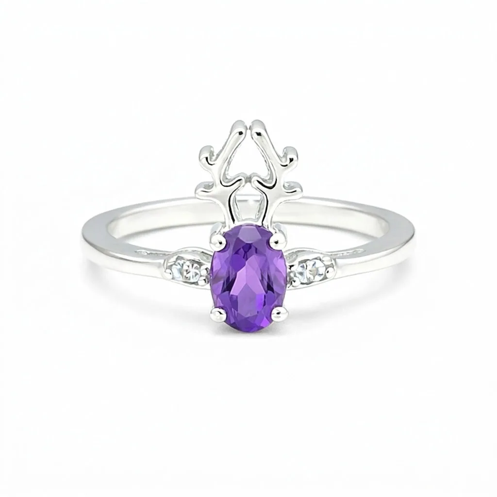 7.50 Ct. Amethyst Oval Cut Ring 925 Sterling Silver Women Fine Jewelry