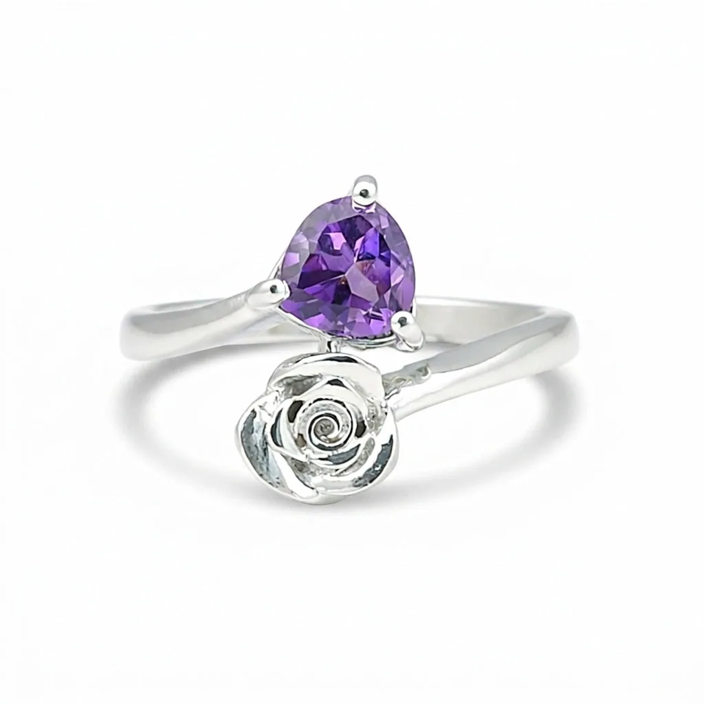 Purple Amethyst Pear Ring 6.50 Ct. 925 Sterling Silver Stackable Eternity Band G