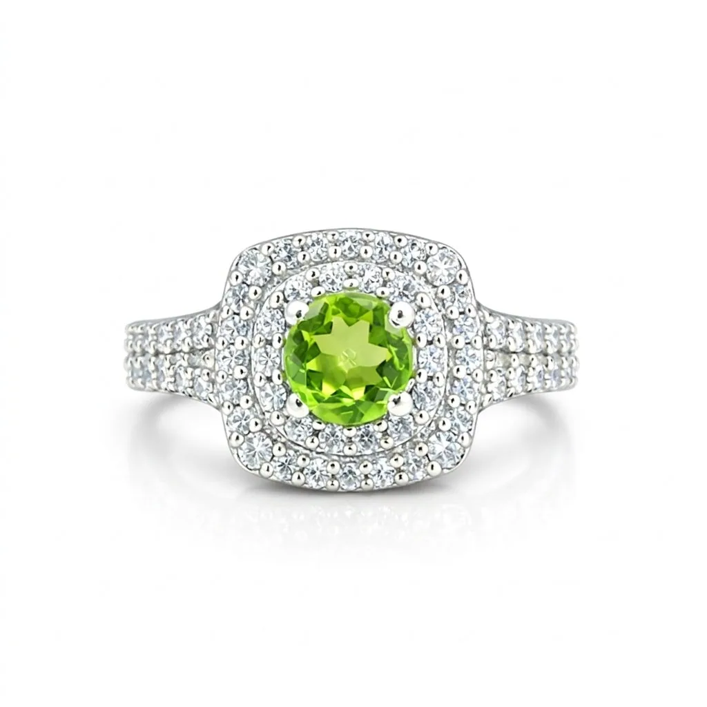 2.00 Ct. Green Amethyst Ring Round Cut 925 Sterling Silver Eternity Band Fine Gi