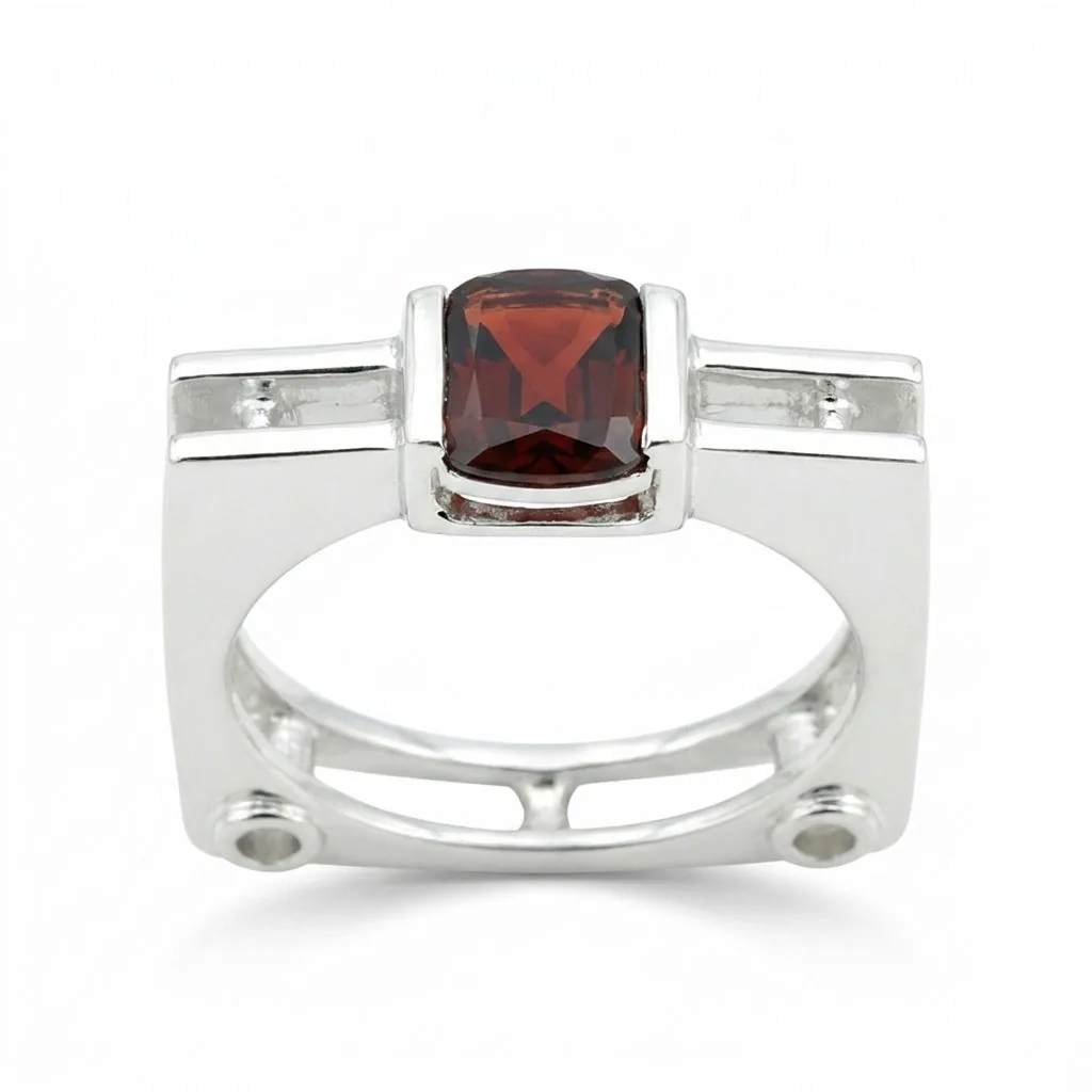 4.90 Ct. Garnet Emerald Solitaire Ring 925 Sterling Silver Wedding Fine Jewelry