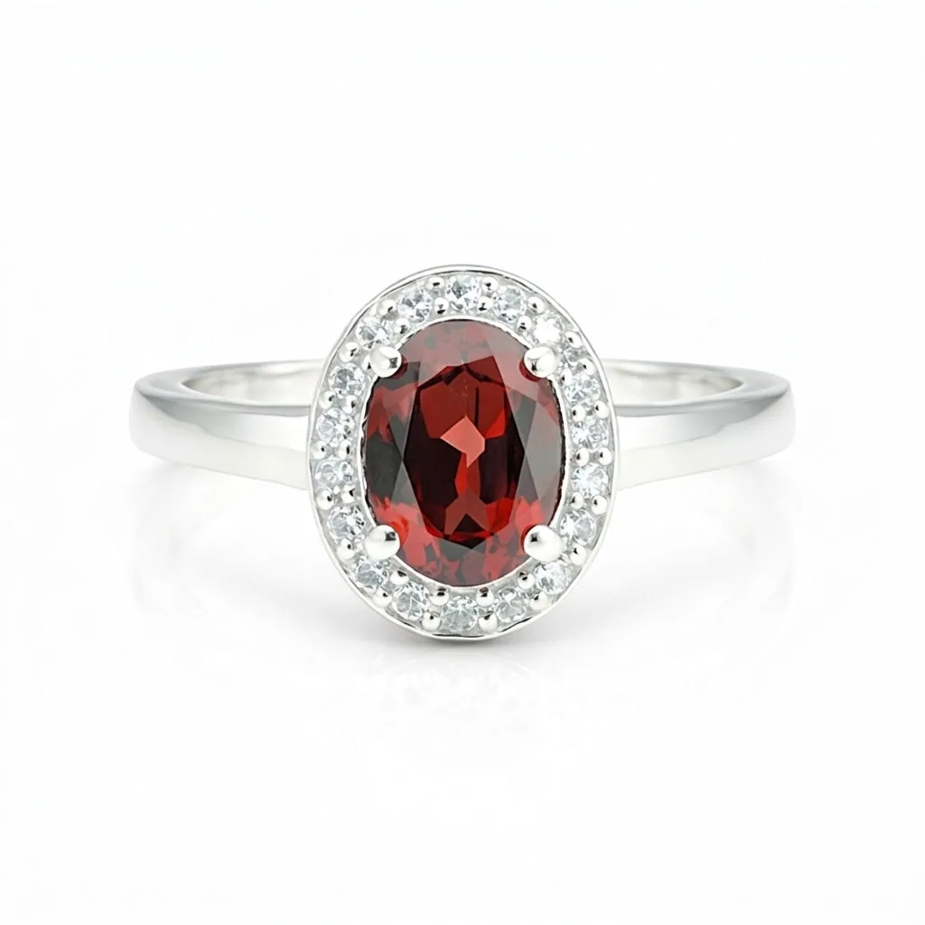 Red Garnet Solitaire Ring 4.85 Ct. Oval Cut 925 Sterling Silver Stackable Band