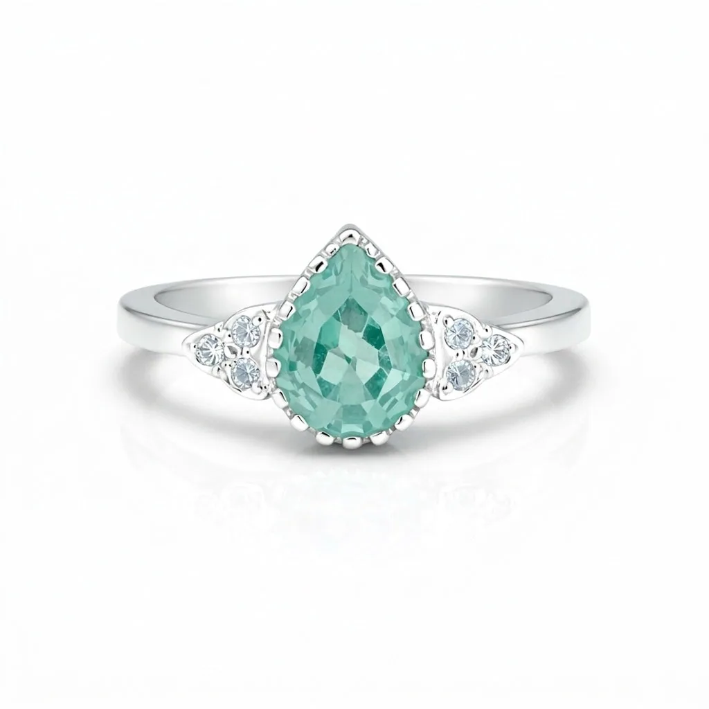 4.65 Ct. Aquamarine Pear Cut Ring 925 Sterling Silver Women Fine Jewelry