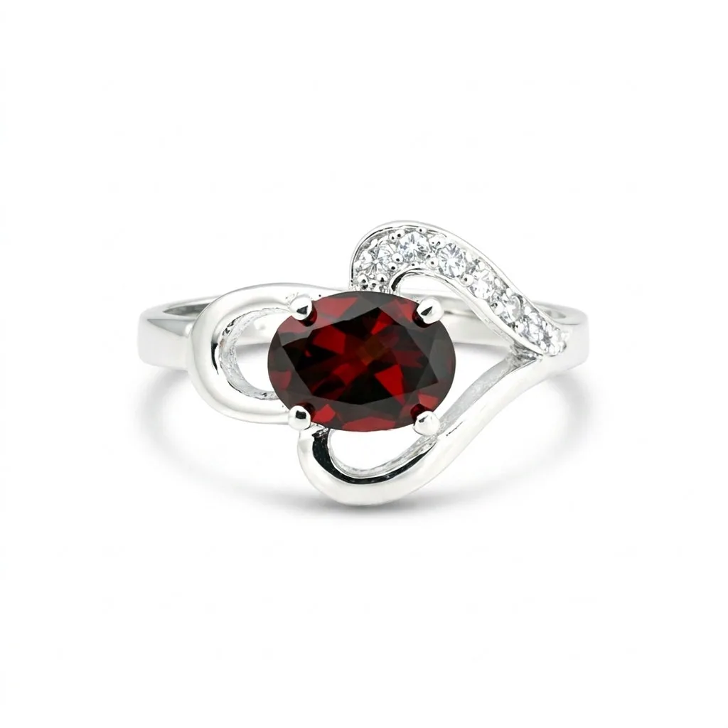 5.45 Ct. Red Garnet Ring Oval Cut 925 Sterling Silver Eternity Band Fine Gift
