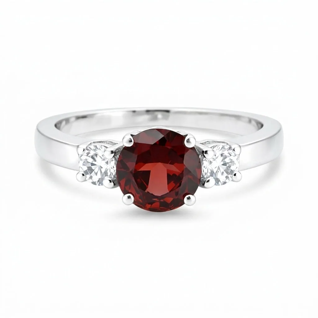 Red Garnet Oval Ring 3.00 Ct. 925 Sterling Silver Stackable Eternity Band Gift