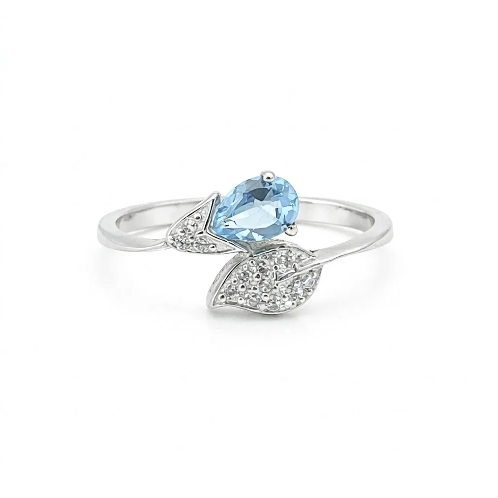 Aquamarine Pear Cut 6.50 Ct. Gemstone Ring 925 Sterling Silver Women Gift