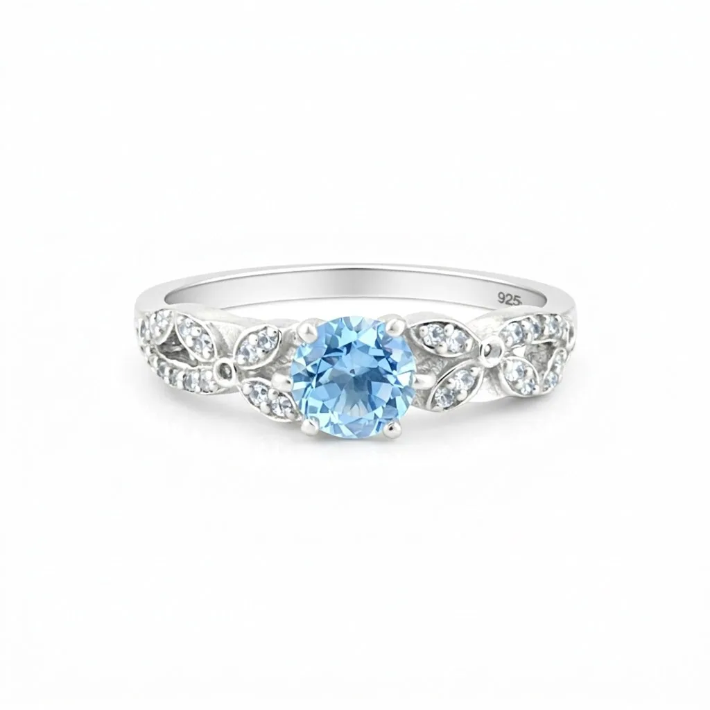 4.50 Ct. Aquamarine Round Solitaire Ring 925 Sterling Silver Valentine’s Day Fin