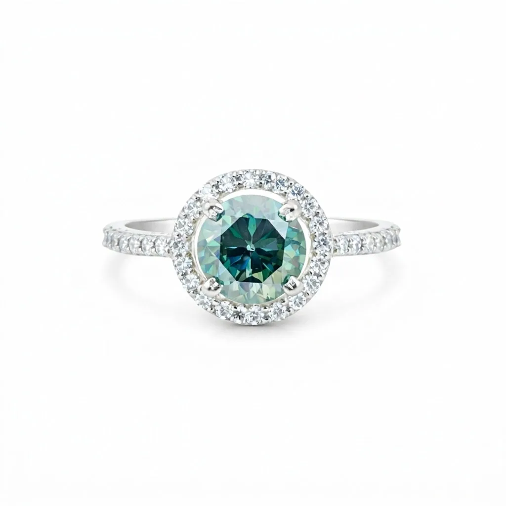 Blue Moissanite Solitaire Ring 6.50 Ct. Round Cut 925 Sterling Silver Stackable