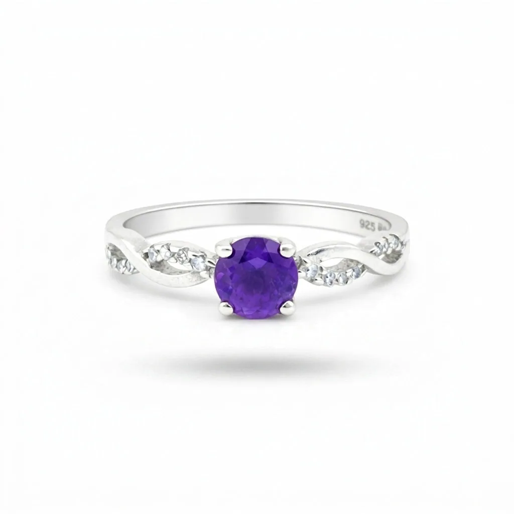 Round Cut Amethyst Ring 2.80 Ct. 925 Sterling Silver Eternity Band Gift for Her