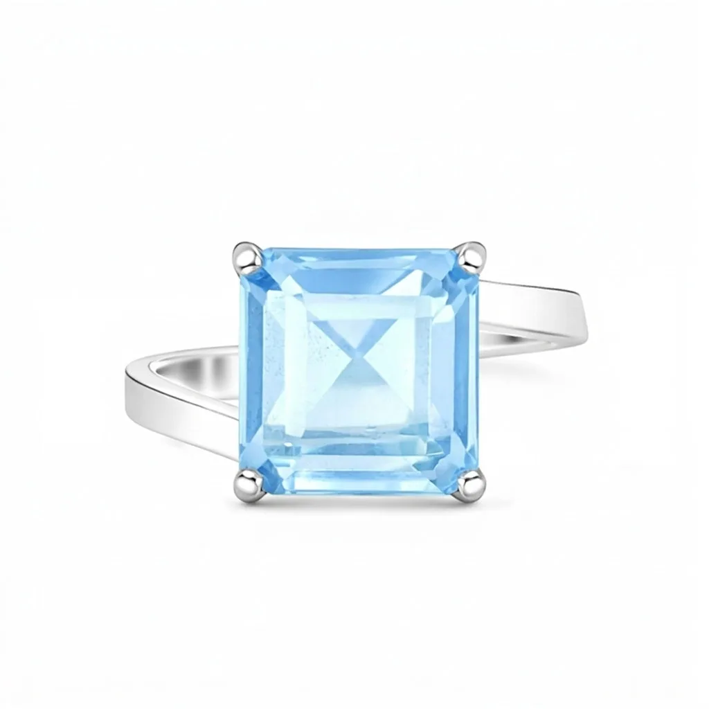 2.65 Ct. Topaz Square Cut Ring 925 Sterling Silver Women Fine Jewelry for Women