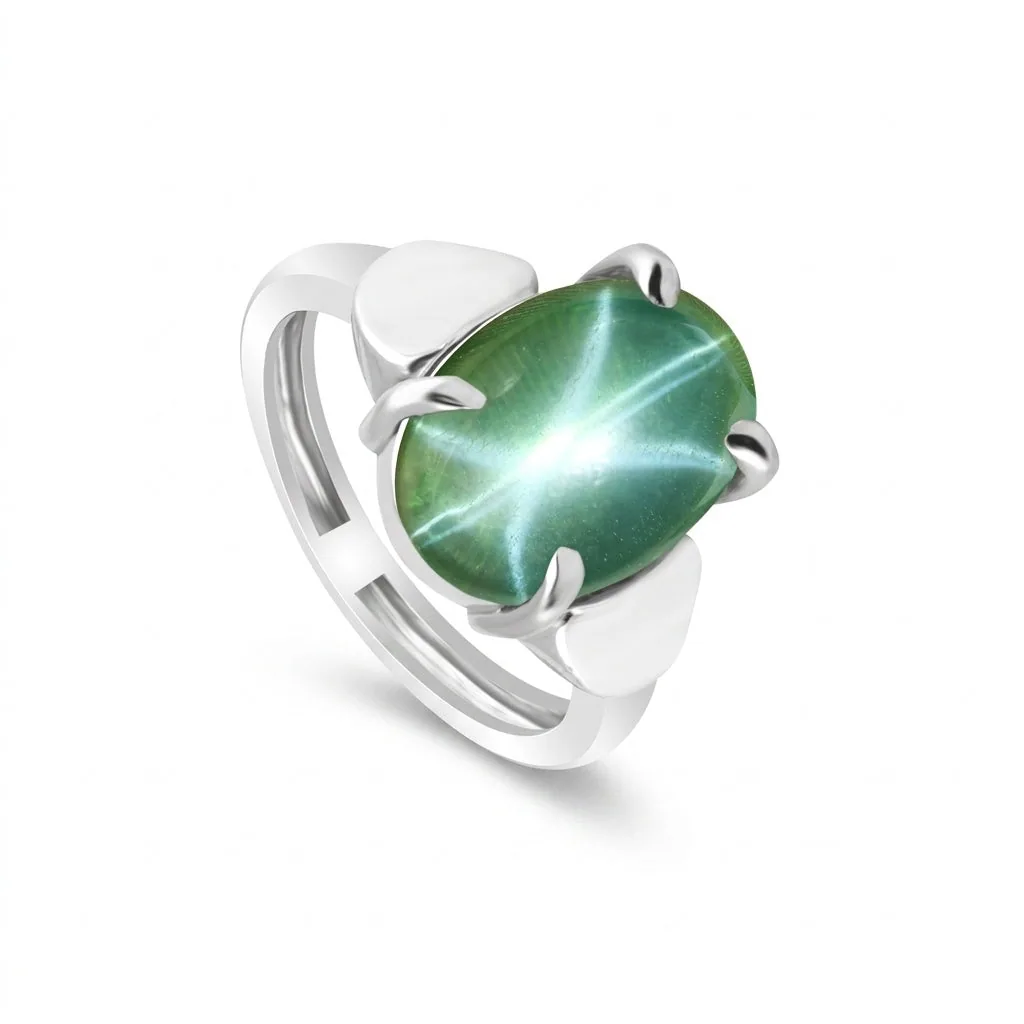 Oval Cabochon Cut Sapphire Ring 6.00 Ct. 925 Sterling Silver Eternity Band Gift