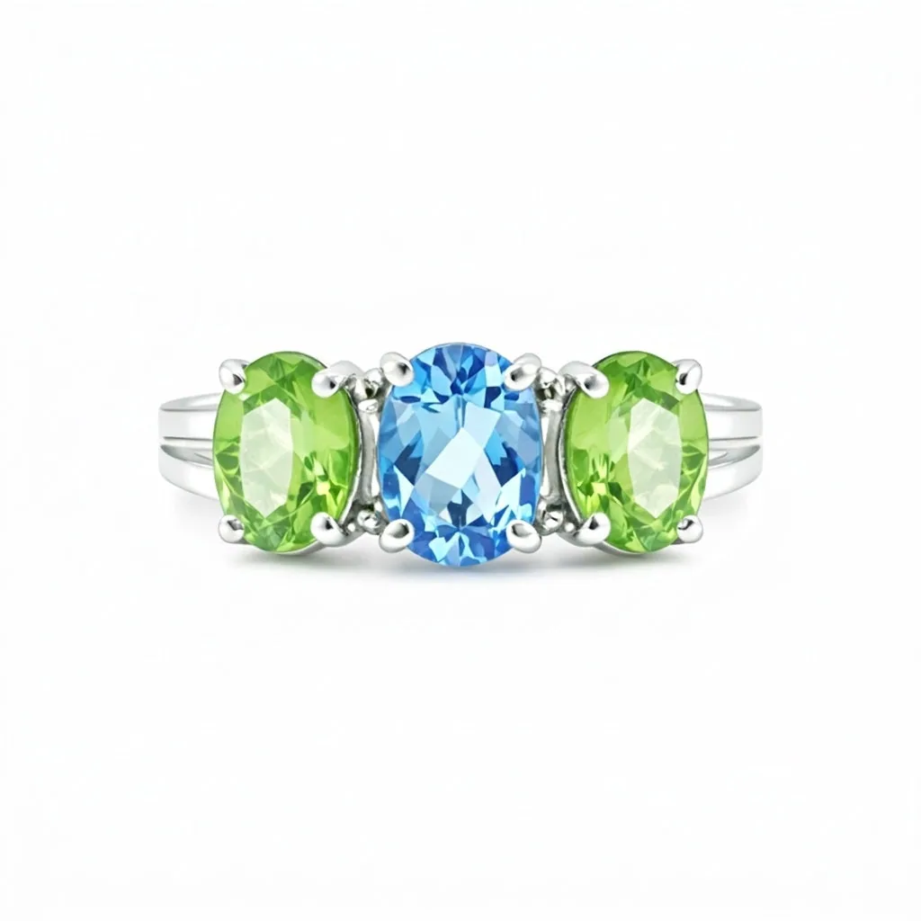 Green Amethyst Oval Ring 2.00 Ct. 925 Sterling Silver Stackable Eternity Band Gi