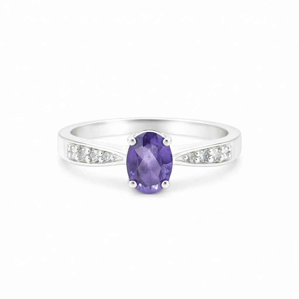 Amethyst Oval Cut 3.65 Ct. Gemstone Ring 925 Sterling Silver Women Gift