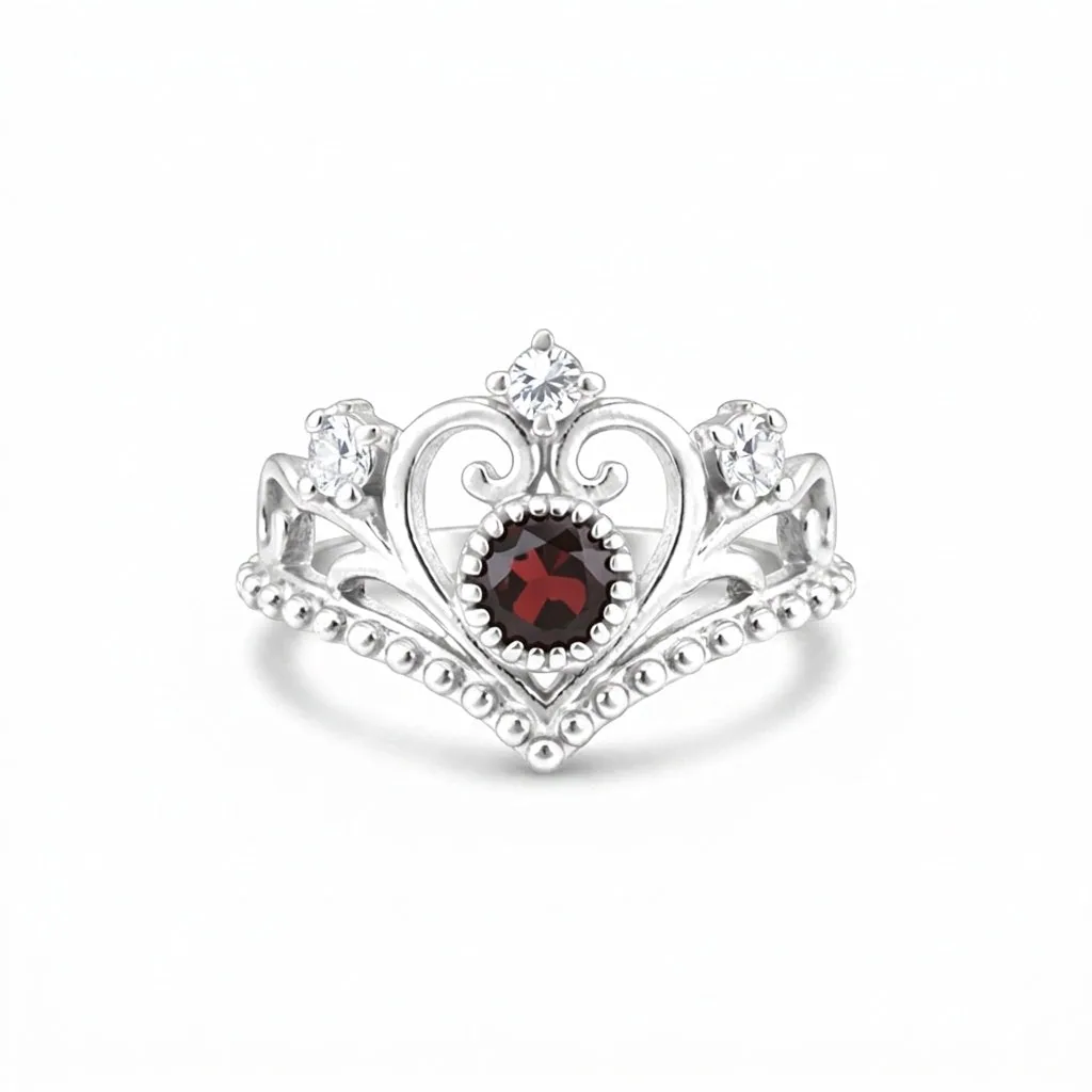 Red Garnet Solitaire Ring 4.50 Ct. Round Cut 925 Sterling Silver Stackable Band