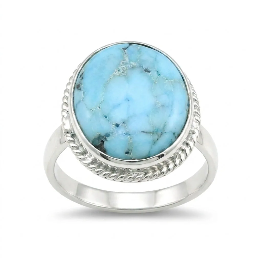 Turquoise Gemstone Ring 3.54 Ct. Oval Cut 925 Sterling Silver Valentine’s Day Gi
