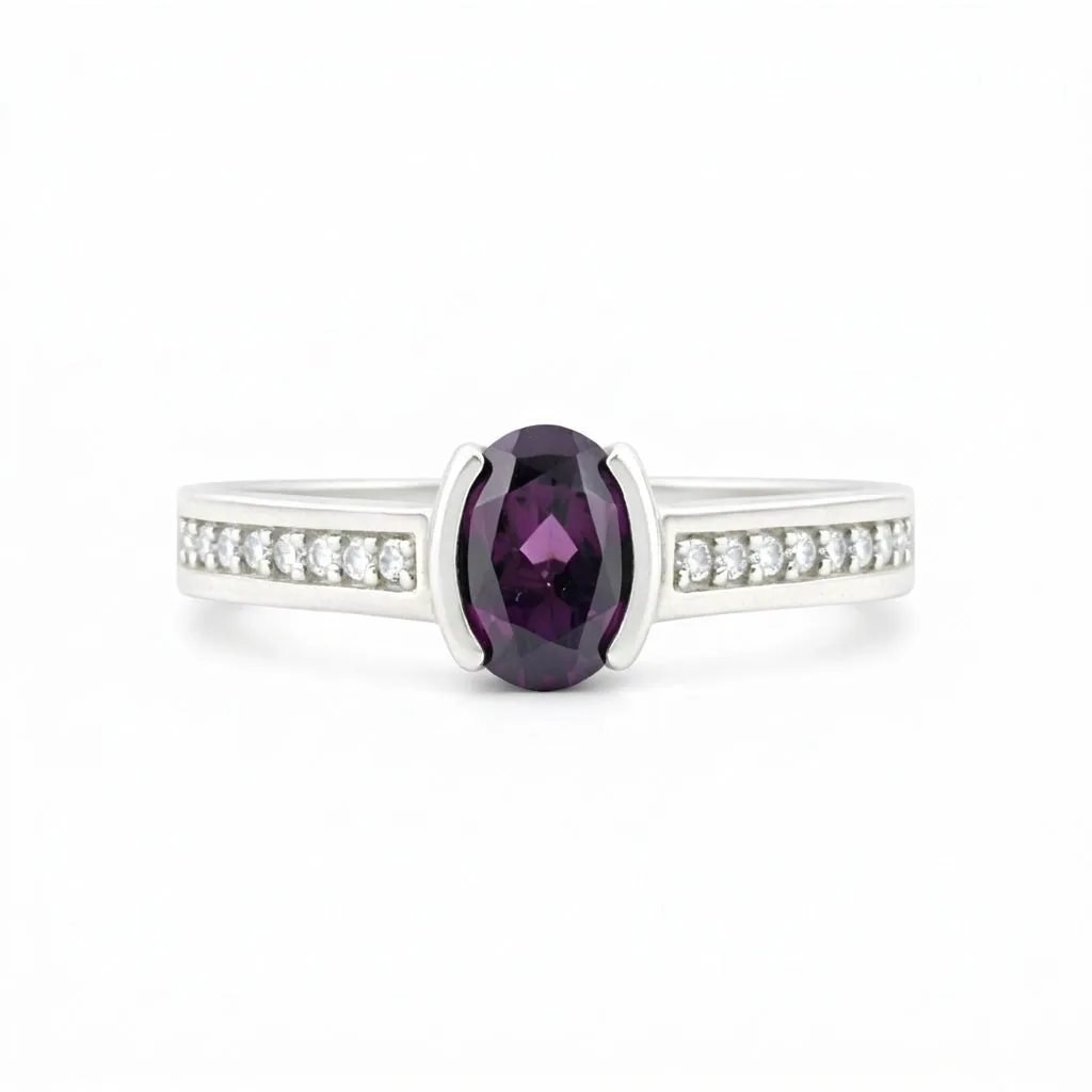 2.25 Ct. Purple Amethyst Ring Oval Cut 925 Sterling Silver Eternity Band Fine Gi