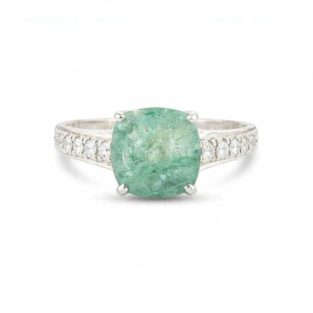 Emerald Oval Solitaire Gemstone Ring 2.45 Ct. 925 Sterling Silver Women Gift Her