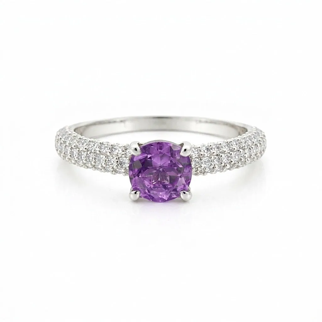 Oval Cut Purple Amethyst 5.00 Ct Ring in 925 Sterling Silver for Women