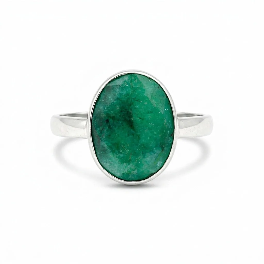 Certified Oval Cut Green Emerald 8.00 Ct Ring in 925 Sterling Silver for Women