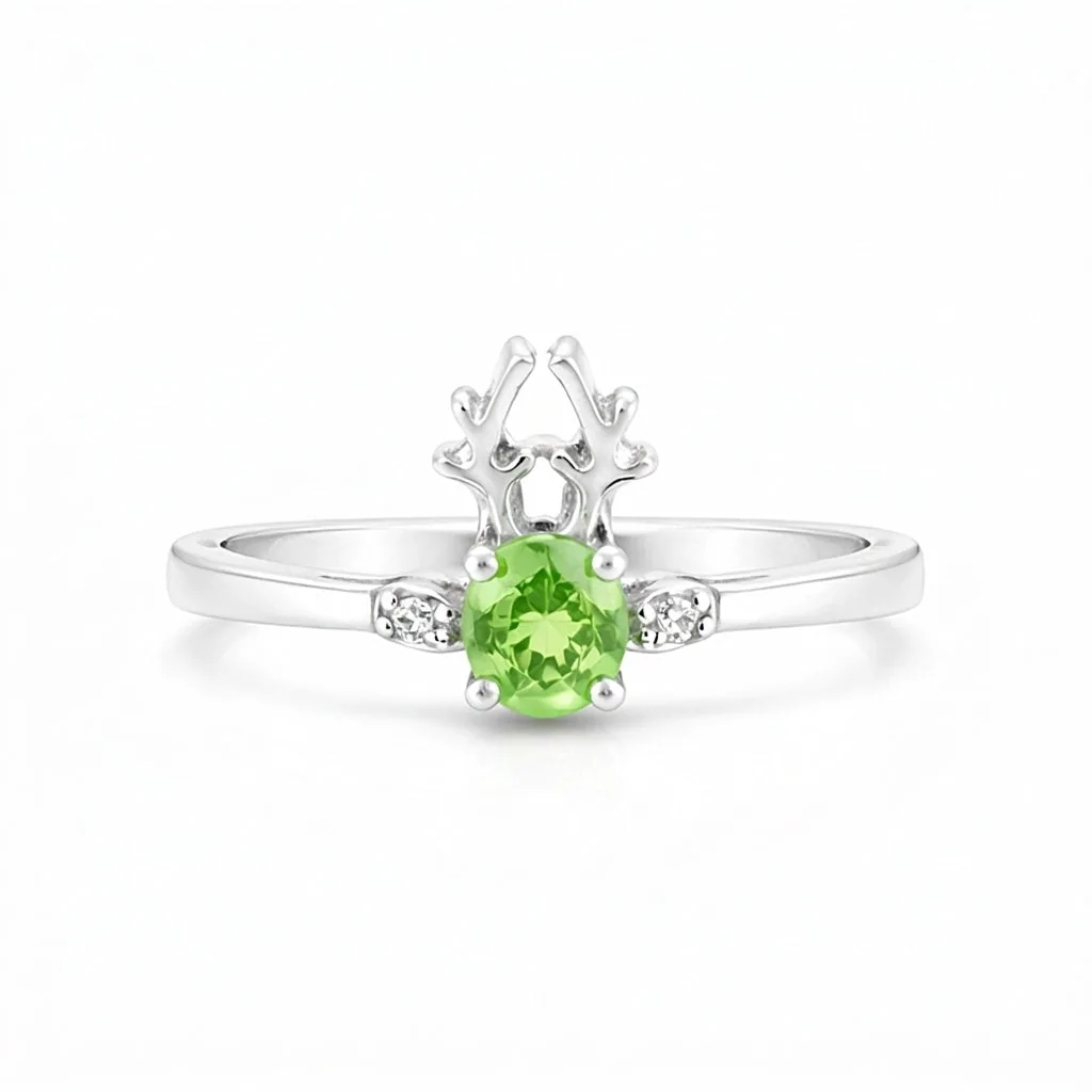 Green Amethyst Round Ring Set in 925 Sterling Silver for Her Trendy Pick
