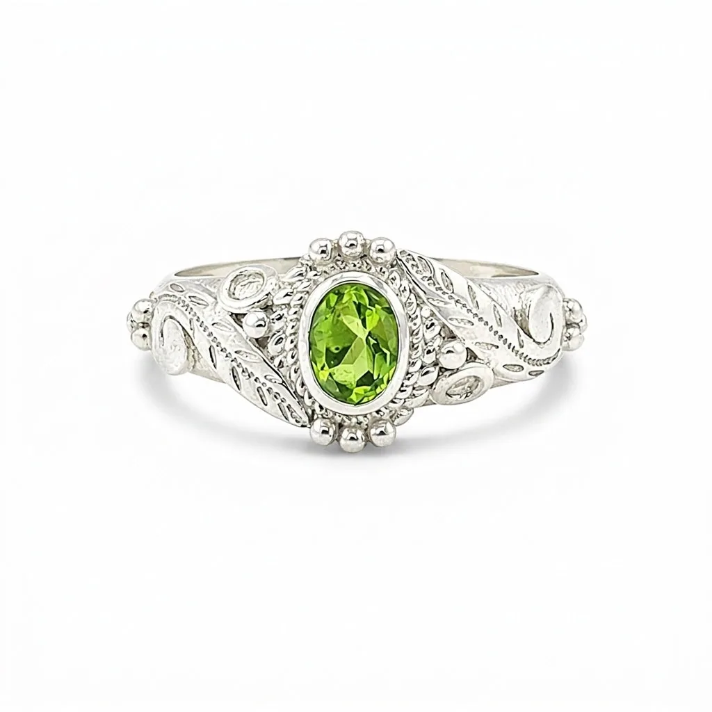 Certified Fashion Green Amethyst Oval Ring in 925 Sterling Silver for Her