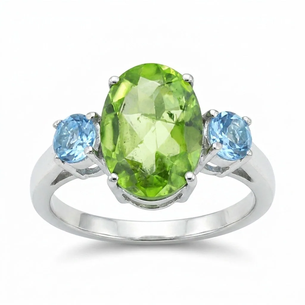 Luxury Green Amethyst Oval Ring in 925 Sterling Silver for Women Elegant Look