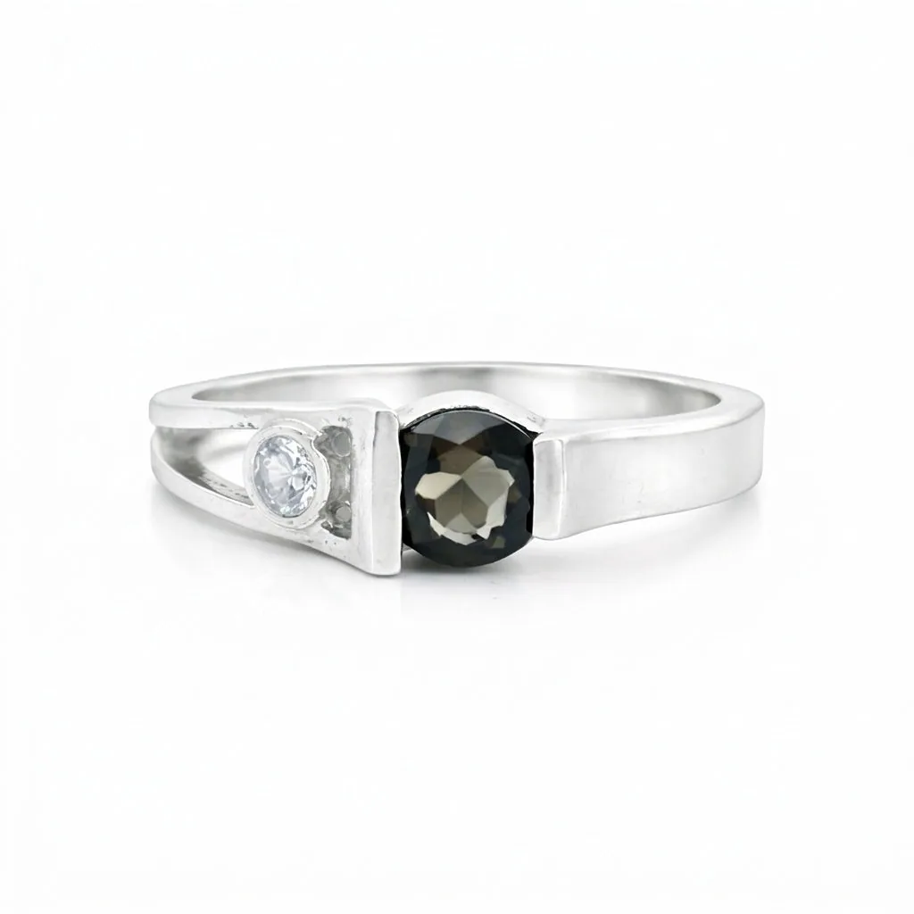 Certified Brown Topaz 4.70 Ct Round Cut Ring 925 Sterling Silver for Wedding