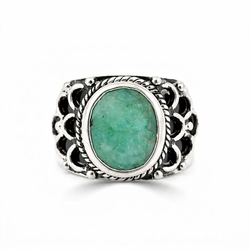 Green Emerald Ring Oval Cut 7.50 Ct 925 Sterling Silver Gift for Her Chic Design