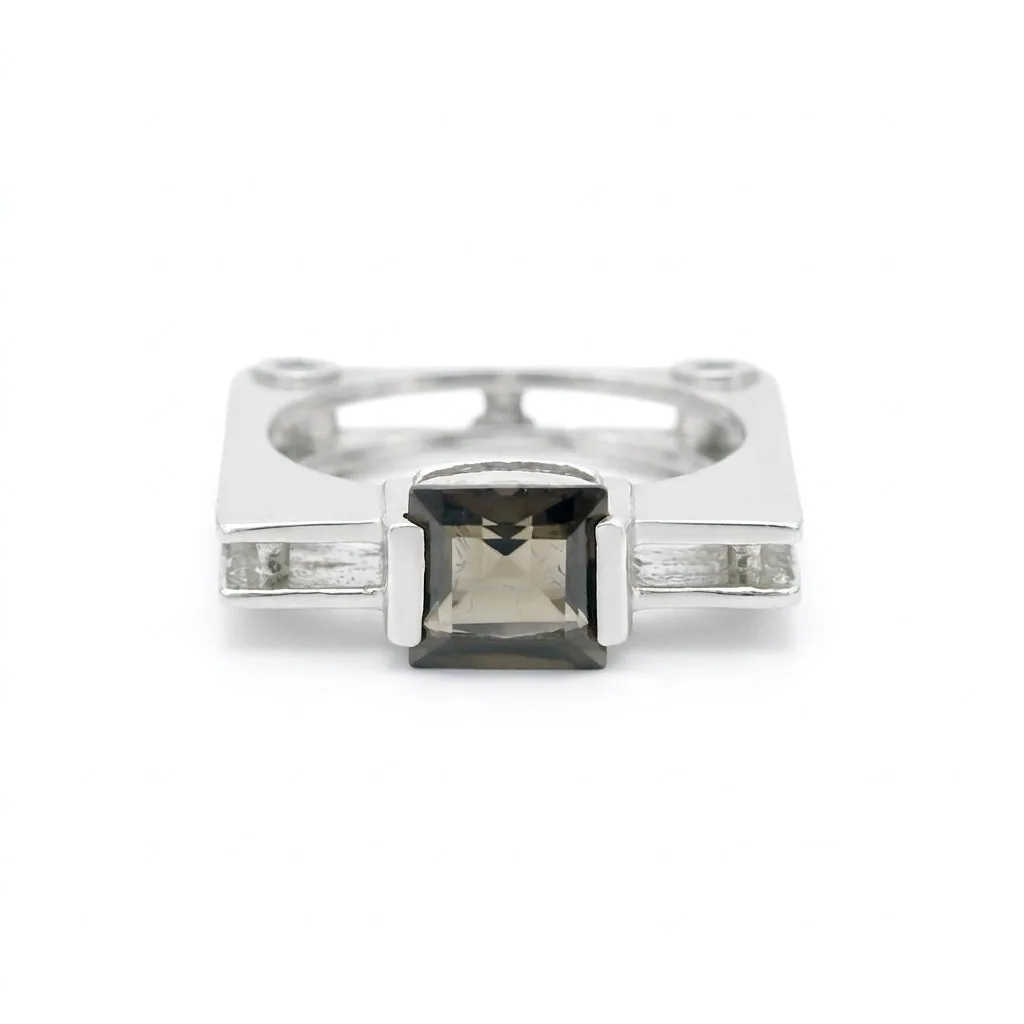 6.50 Ct Brown Topaz Princess Ring in 925 Sterling Silver for Her Trendy Pick