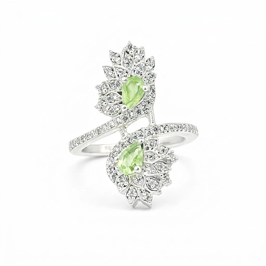 925 Sterling Silver Green Amethyst Oval Cut Ring for Women Statement Piece