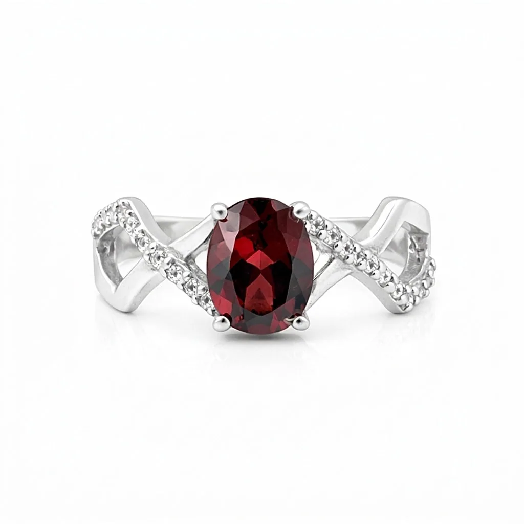 Certified Red Garnet Oval Ring Crafted in 925 Sterling Silver Gift for Her