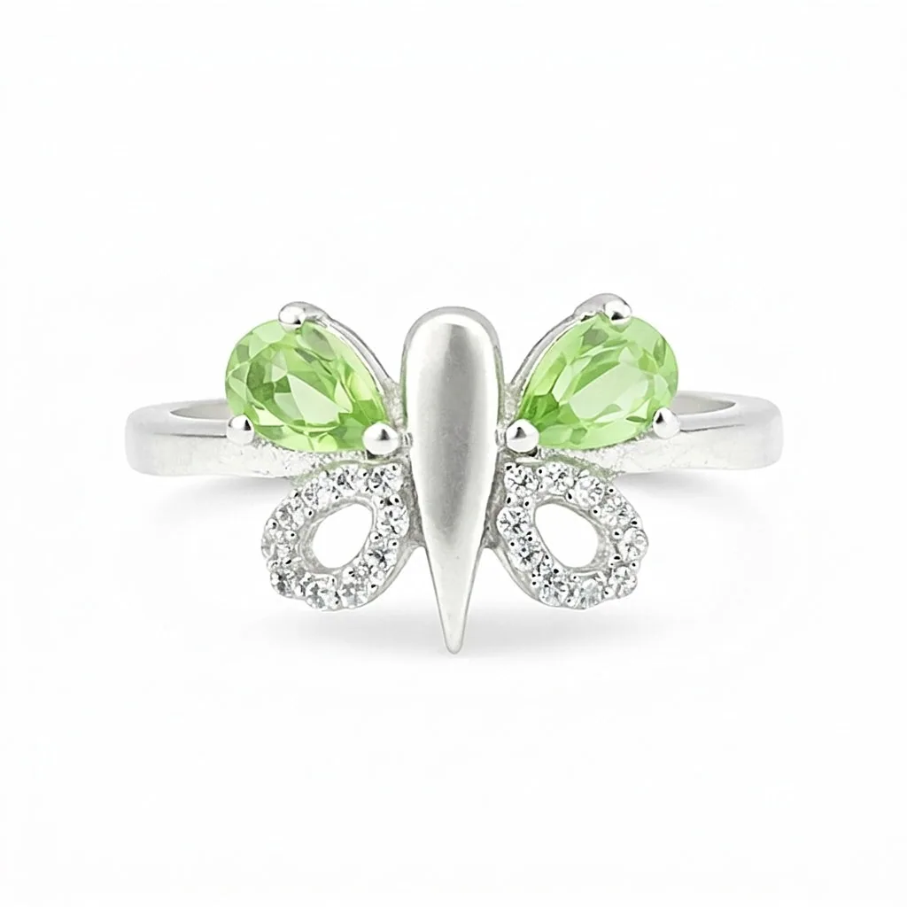 Green Amethyst Pear Cut Ring 5.65 Ct in 925 Sterling Silver for Women Boho Style