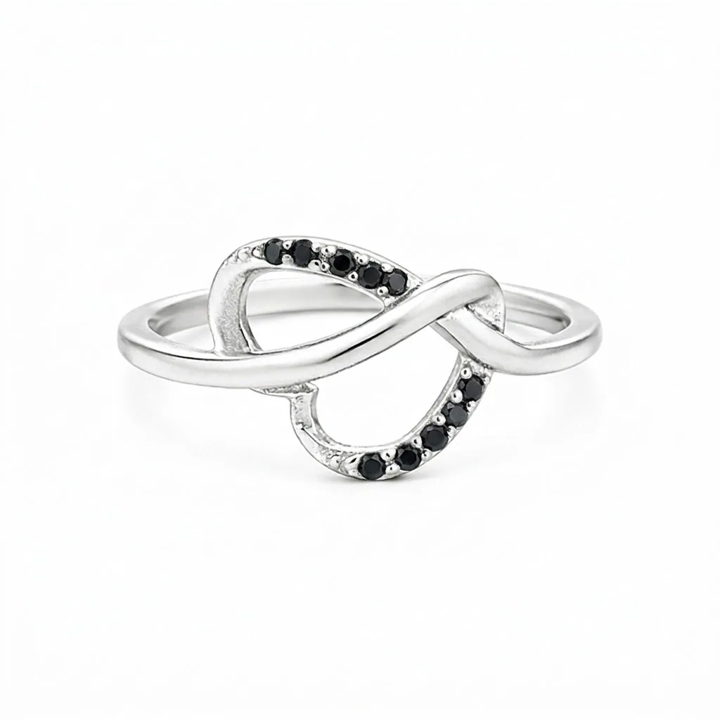 Everyday Wear Black Moissanite Round Ring in 925 Sterling Silver for Anniversary