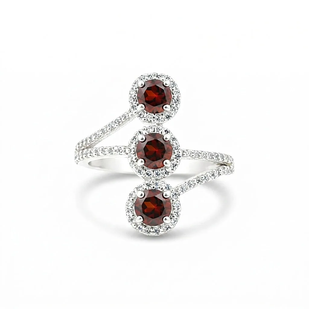 Red Garnet 3.50 Ct Round Cut Ring in 925 Sterling Silver for Wedding Chic Design