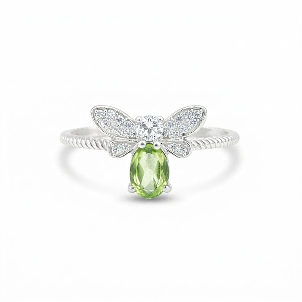 925 Sterling Silver Oval Cut Green Amethyst Ring 3.80 Ct Gift for Her Boho Style