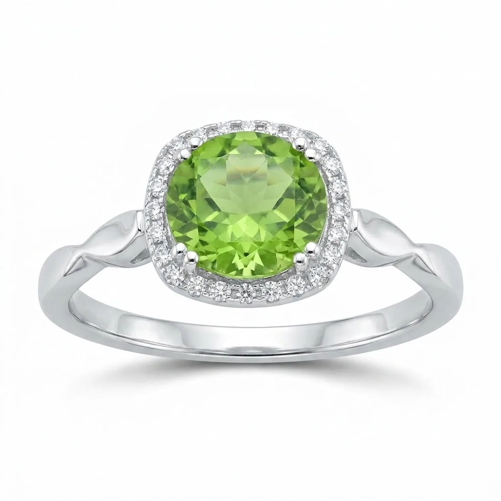 Statement Round Green Amethyst Ring in 925 Sterling Silver for Women Chic Design