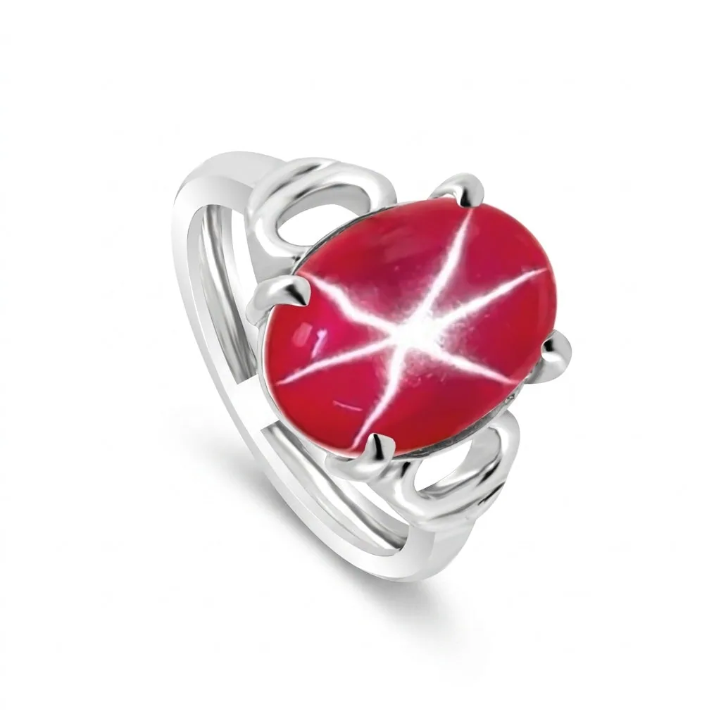 Ruby Oval Cabochon Solitaire Gemstone Ring 4.00 Ct. 925 Sterling Silver Women Gi