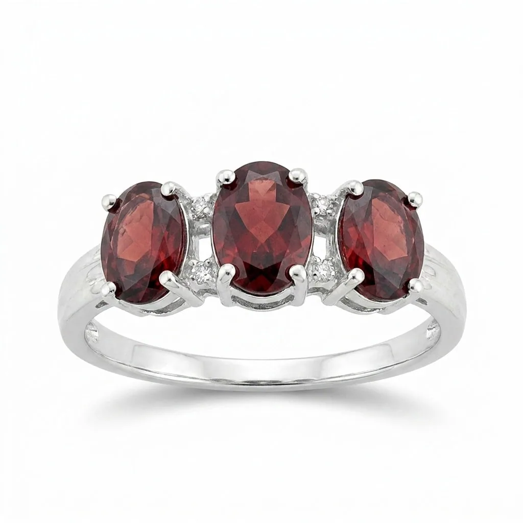 Red Garnet Ring Oval Cut 2.50 Ct 925 Sterling Silver for Her Trendy Pick