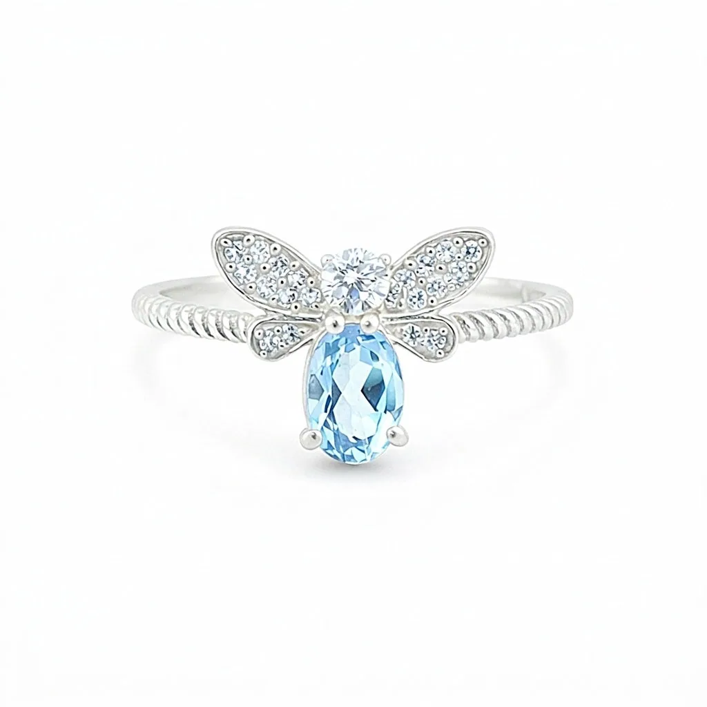 Certified Blue Aquamarine Oval Ring Crafted in 925 Sterling Silver Gift for Her