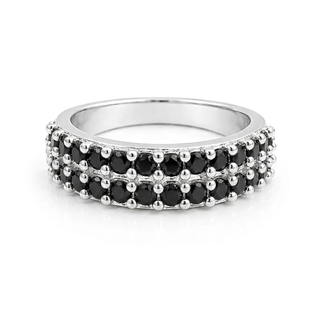 Certified Solitaire Black Moissanite Round Ring in 925 Sterling Silver