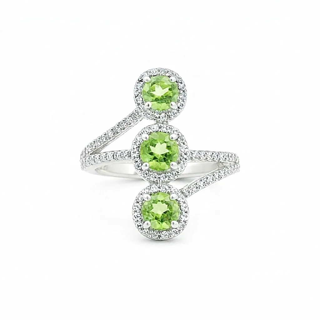 Green Amethyst Round Cut Ring 6.50 Ct in 925 Sterling Silver for Anniversary