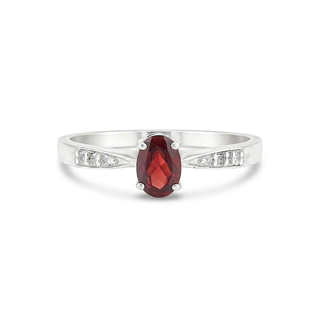 925 Sterling Silver Oval Cut Red Garnet Ring 9.00 Ct for Her Trendy Pick