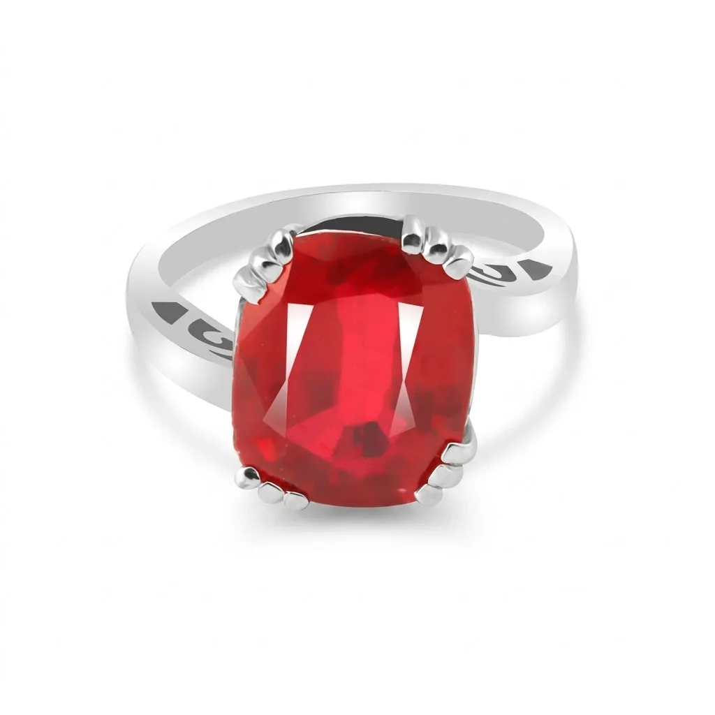 7.20 Ct. Ruby Cushion Solitaire Ring 925 Sterling Silver Engagement Fine Jewelry