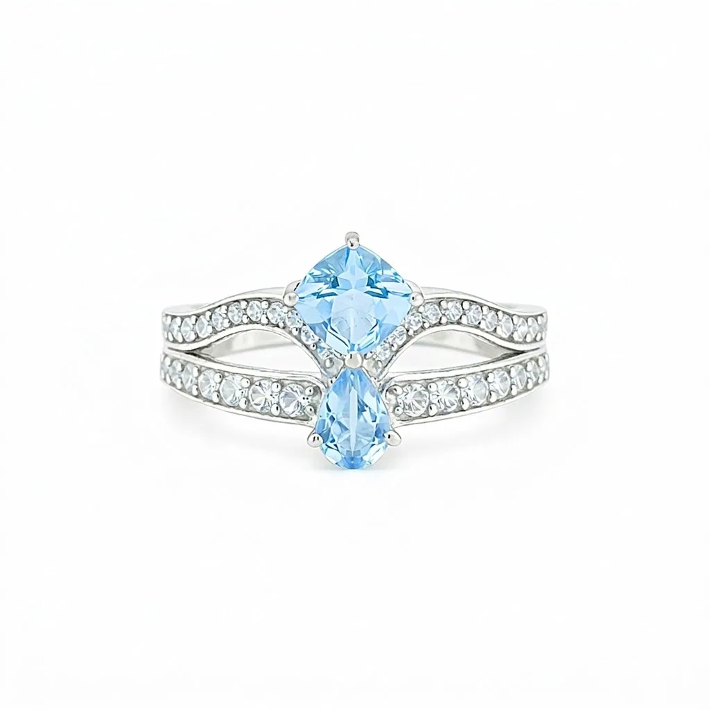 3.30 Ct Blue Topaz Pear Ring in 925 Sterling Silver Gift for Her Timeless Design