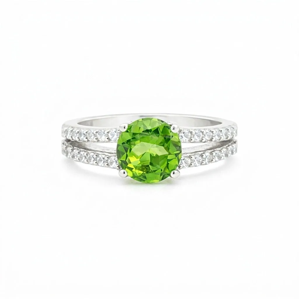 Certified Green Amethyst Round Ring Crafted in 925 Sterling Silver Gift for Her