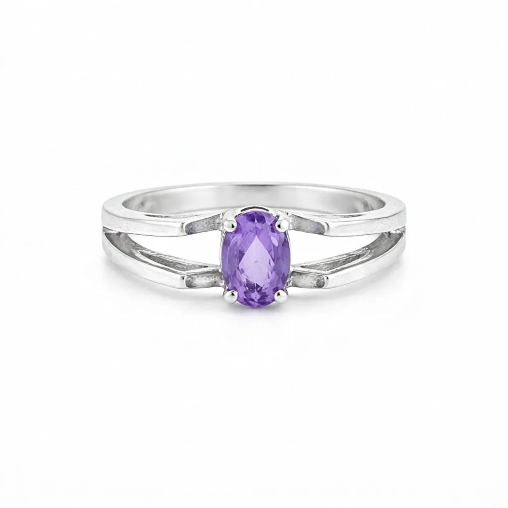 Luxury Purple Amethyst Oval Ring in 925 Sterling Silver for Women Chic Design