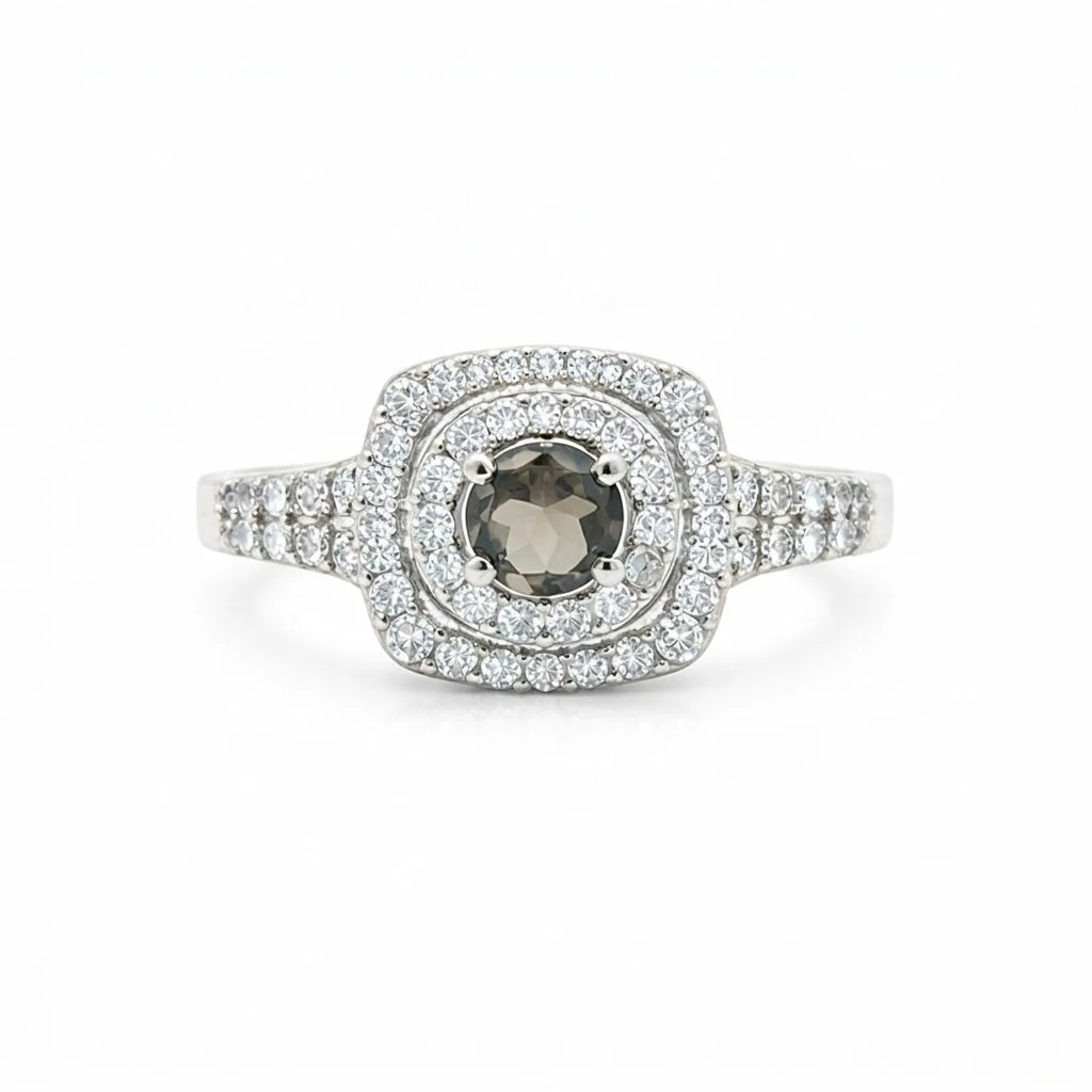 925 Sterling Silver Round Cut Brown Topaz Ring 4.50 Ct for Wedding Bridal Style