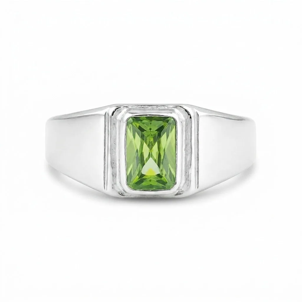 Emerald Cut Green Amethyst Ring Women in 925 Sterling Silver for Her Chic Design