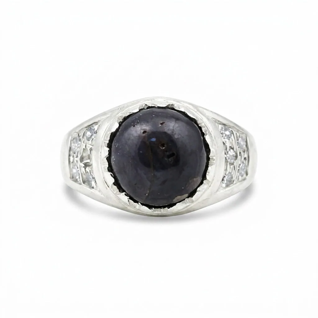 1.24 Ct Black Pearl Round Ring in 925 Sterling Silver for Her Statement Piece