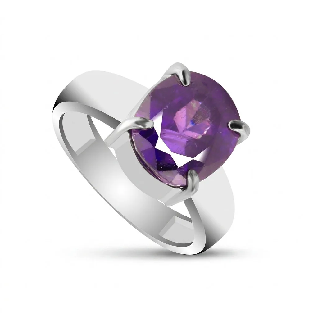 3.80 Ct. Amethyst Oval Solitaire Ring 925 Sterling Silver Birthday Fine Jewelry